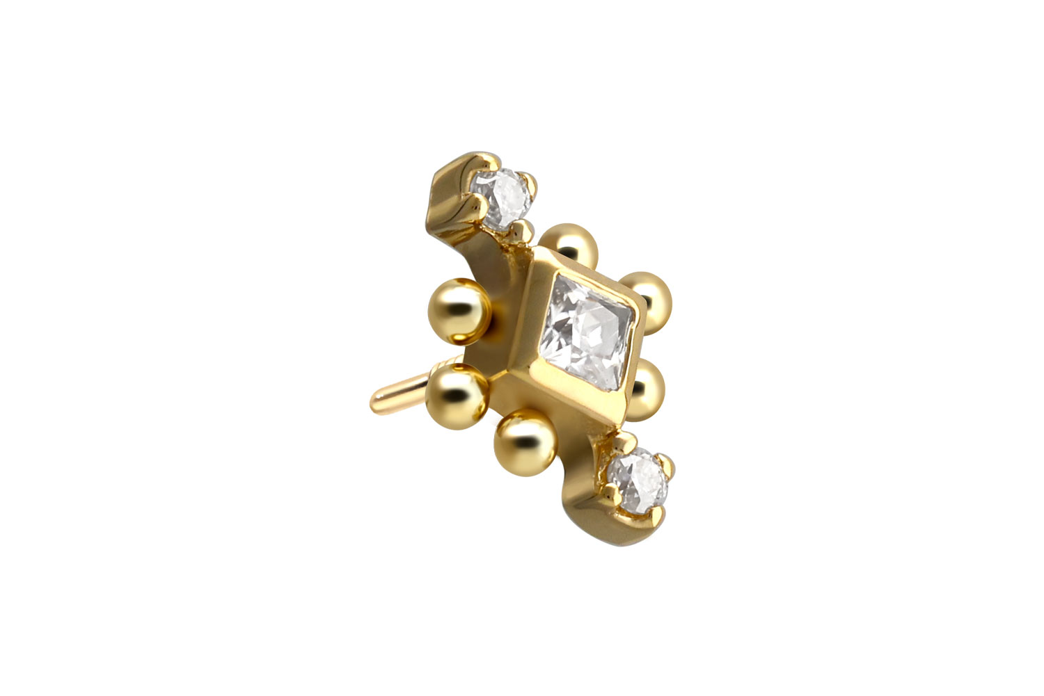 14 Karat Gold Schraubaufsatz mit Außengewinde 3 MOISSANITE + KUGELN von Piercingline